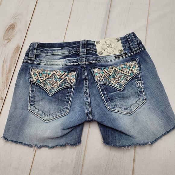 Miss Me cutoff bling studded patch jean shorts low rise Y2k - Picture 1 of 8